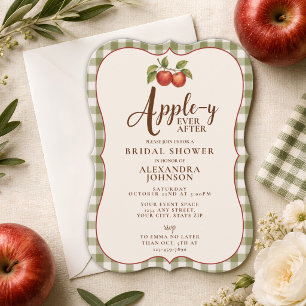 Invitation Appley Ever After Fête de Mariage Gingham Automne