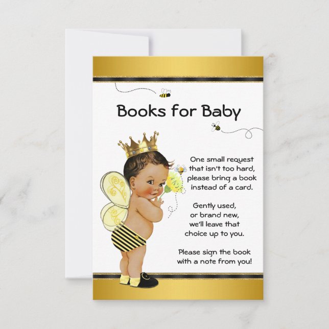 Invitation Apporter Un Livre Ethnic Boy Baby shower Inserts (Devant)