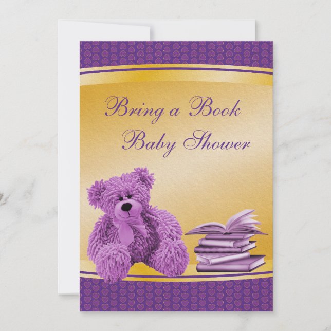 Invitation Apportez un Baby shower de livres en peluche et da (Devant)