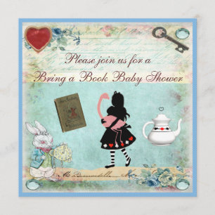 Invitation Apportez un livre Alice dans le baby shower du