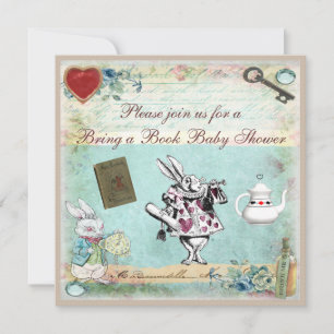 Invitation Apportez un livre Alice dans le Baby shower Wonder