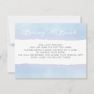 Invitation APPORTEZ UN LIVRE Baby shower D'Aquarelle Bleu