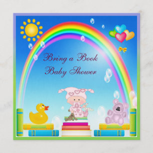 Invitation Apportez un livre Baby shower pour bébé et arc-en-