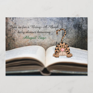 Invitation Apportez Un Livre Chat Neutre Baby shower Invitati
