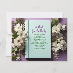 Invitation APPORTEZ UN LIVRE Purple Mint Green Flowers Baby s