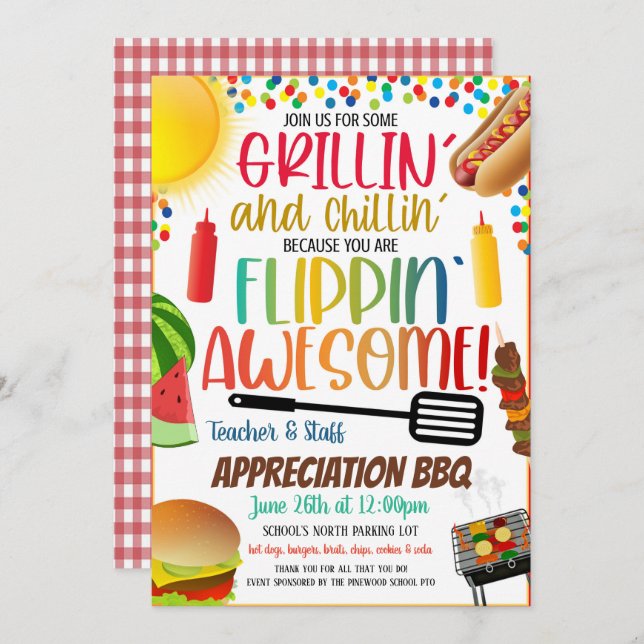 Invitation Appréciation de l'invitation BBQ (Devant / Derrière)