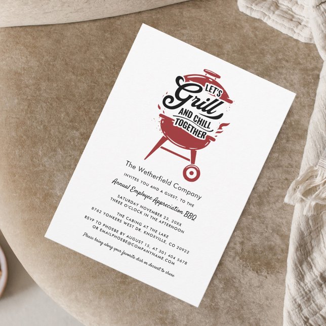 Invitation Appréciation des employés d'été Barbecue Grill and (Grill BBQ Employee Appreciation Summer Party Invitation)