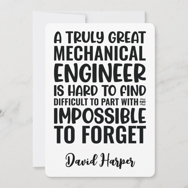 Invitation Appréciation du génie mécanique (Devant)