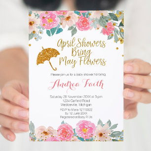 Invitation Après les averses d'avril roses et dorées, les fl