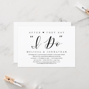 Invitation Après avoir dit oui, dîner d'élopement de mariage