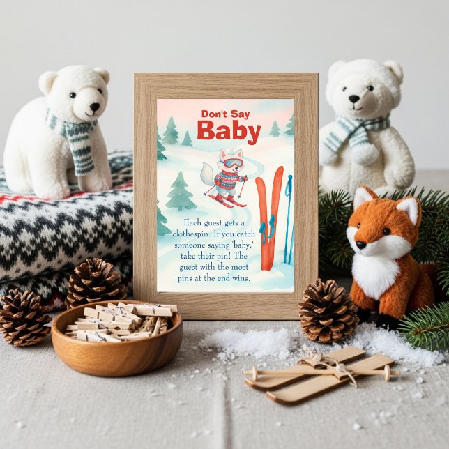 Invitation Après Bébé Signe de jeu Ski Baby Ne dites pas bébé (Après Bébé Ski Baby Don't Say Baby Game Sign)