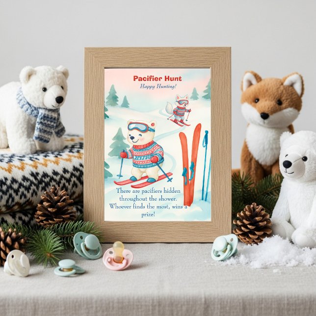Invitation Après Bébé ski Baby Boho Pacifier Hunt game  (Après Bébé ski Baby Boho Pacifier Hunt game)
