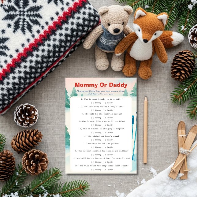 Invitation Après Bébé ski baby Guess Who Game card (Après Bébé ski baby Guess Who Game card)