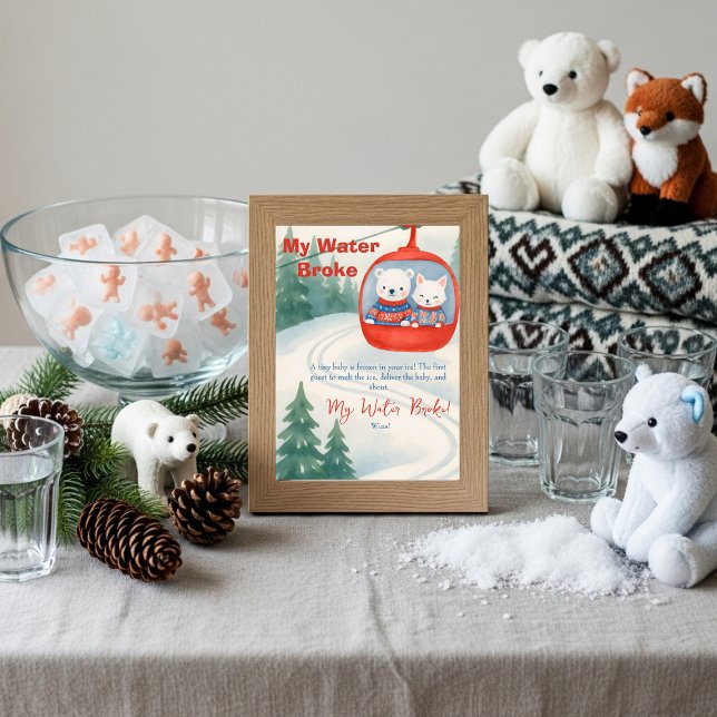 Invitation Après Bébé ski Baby My Water Broke Game sign (Après Bébé ski Baby My Water Broke Game sign)