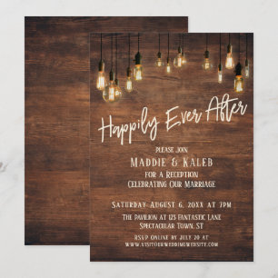 Invitation Après Heureux Marron Bois Mur Lumières Edison