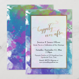 Invitation Après Heureux Pour Toujours Or Artsy Coloré Récept