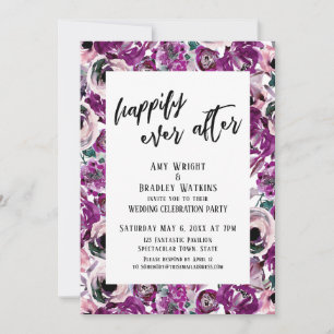 Invitation Après heureux rose aquarelle fleurs