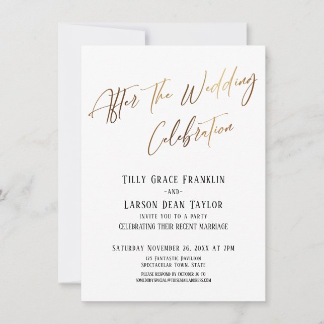 Invitation Après la célébration de mariage, accent simple en  (Devant)