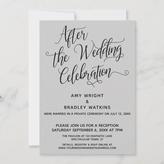 Invitation Après la célébration de mariage élégant gris clair (Devant)