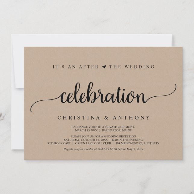 Invitation Après la célébration de mariage, évasion de Kraft (Devant)