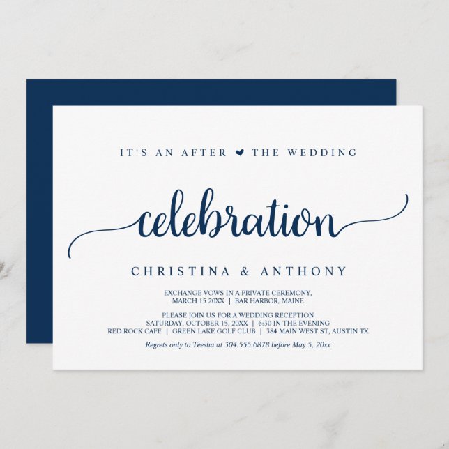 Invitation Après la célébration de mariage, évasion rustique  (Devant / Derrière)