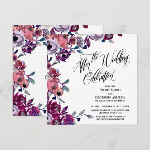 Invitation Après la Célébration de Mariage Fleurs Peintes en