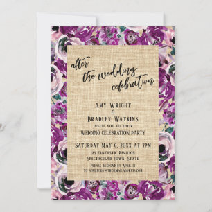 Invitation Après la célébration de mariage Fleurs roses toile