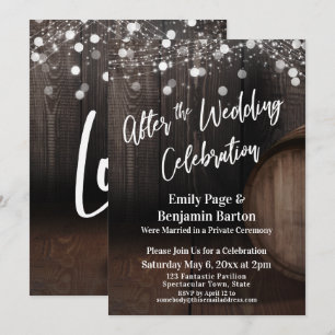 Invitation Après la célébration de mariage Fût à vin et lumiè