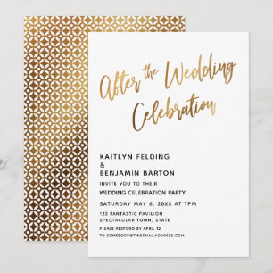 Invitation Après la Célébration de Mariage Réception Or