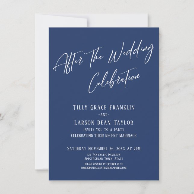 Invitation Après la célébration de mariage simple élégant mar (Devant)
