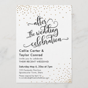 Invitation Après la Fête de Mariage Confettis Dorés Faux