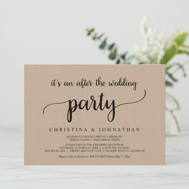 Invitation Après la fête de mariage, Fuite amoureuse Rustique (Debout devant)