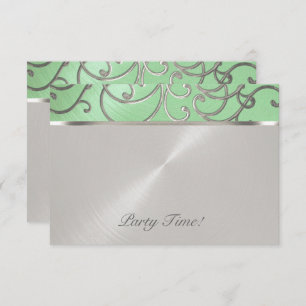Invitation Après la fête Elegant Mint Green Silver Filigree