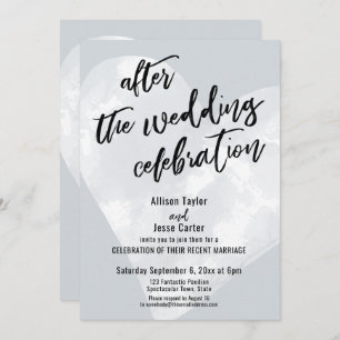 Invitation Après la fête Mariage Coeur blanc sur Grey