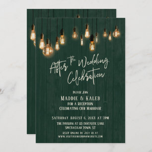 Invitation Après la fête Mariage Green Wood & Lights