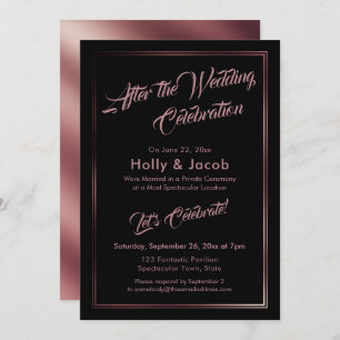 Invitation Après la fête Mariage Rose Gold over Black