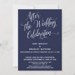 Invitation Après la fête Mariage Simple Elegant Navy