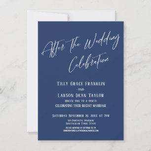 Invitation Après la fête Mariage Simple Elegant Navy