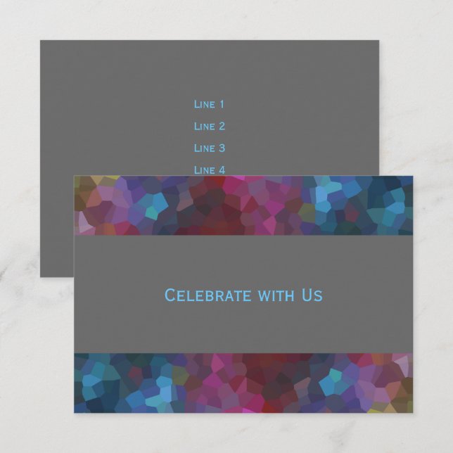 Invitation Après la fête Rouge violet bleu gris abstrait Conc (Devant / Derrière)