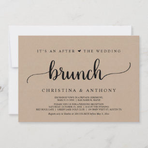 Invitation Après Le Brunch Mariage, Rustic Kraft Elopement