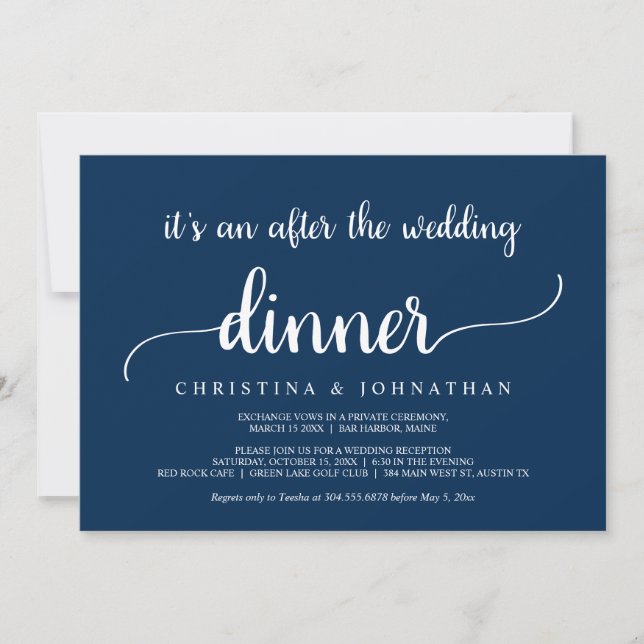 Invitation Après le dîner de mariage, Élopement rustique mode (Devant)