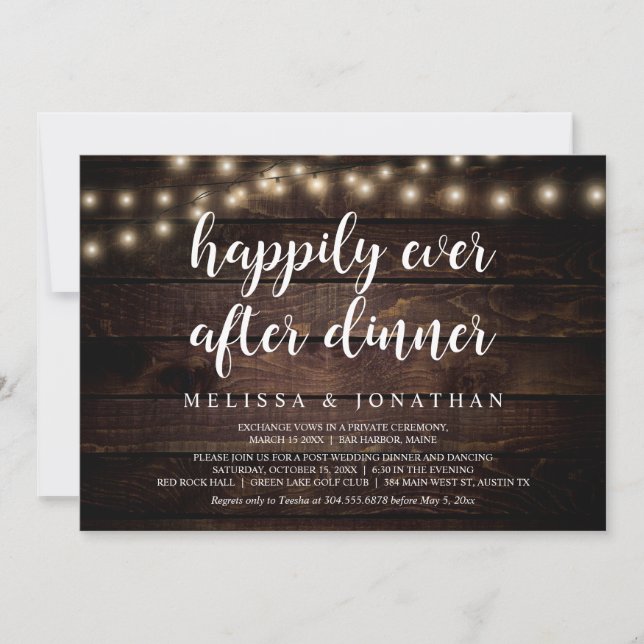 Invitation Après le dîner pour toujours, Mariage en fuite (Devant)