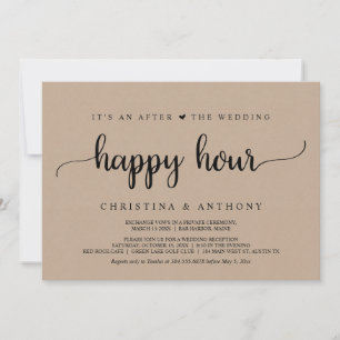 Invitation Après le Happy Hour de mariage, Fête d'élopement