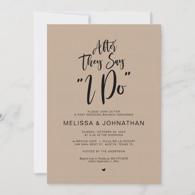 Invitation Après le mariage, après qu'ils disent oui, Rustic  (Devant)