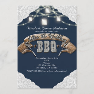 Invitation APRÈS LE MARIAGE BBQ Blue Mason Jar Lights & Lace