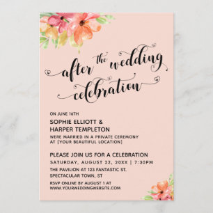 Invitation Après le Mariage Cérémonie de Mariage Script Blush
