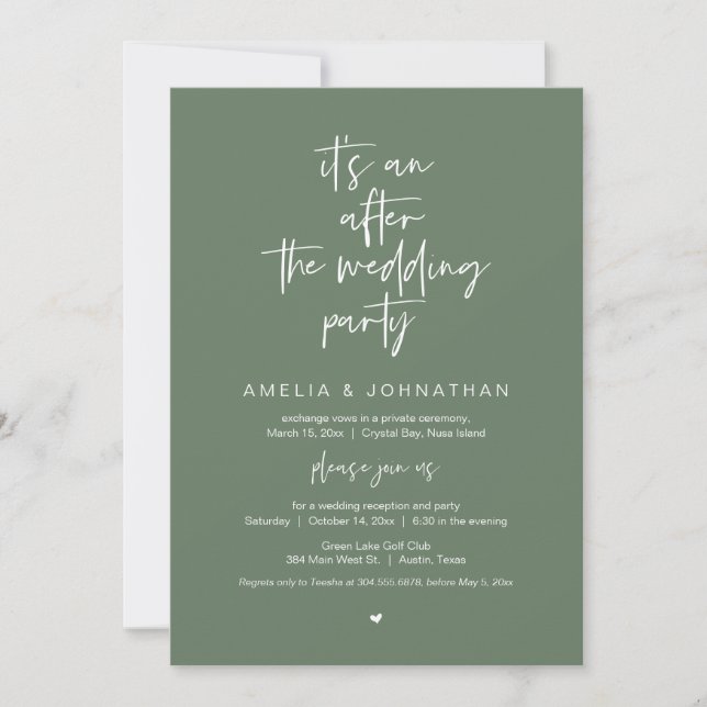 Invitation Après le mariage, Noir, Parti de l'Elopement (Devant)