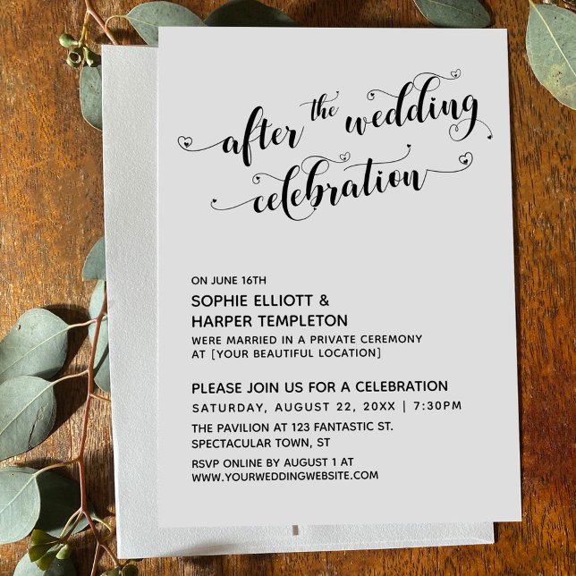 Invitation Après le script de fête du Mariage avec les coeurs (Créateur téléchargé)