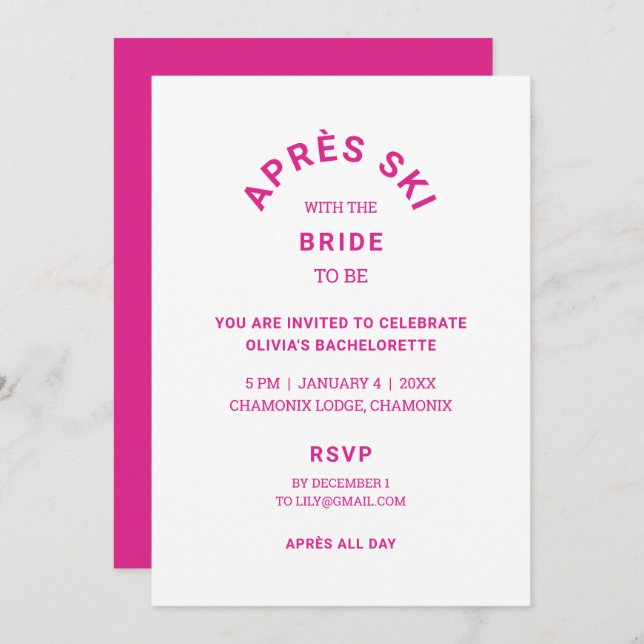 Invitation Après le ski avec la mariée à être Bachelorette (Devant / Derrière)