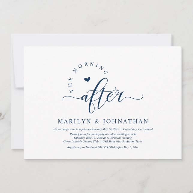 Invitation Après-midi, Post Mariage Brunch Célébration (Devant)